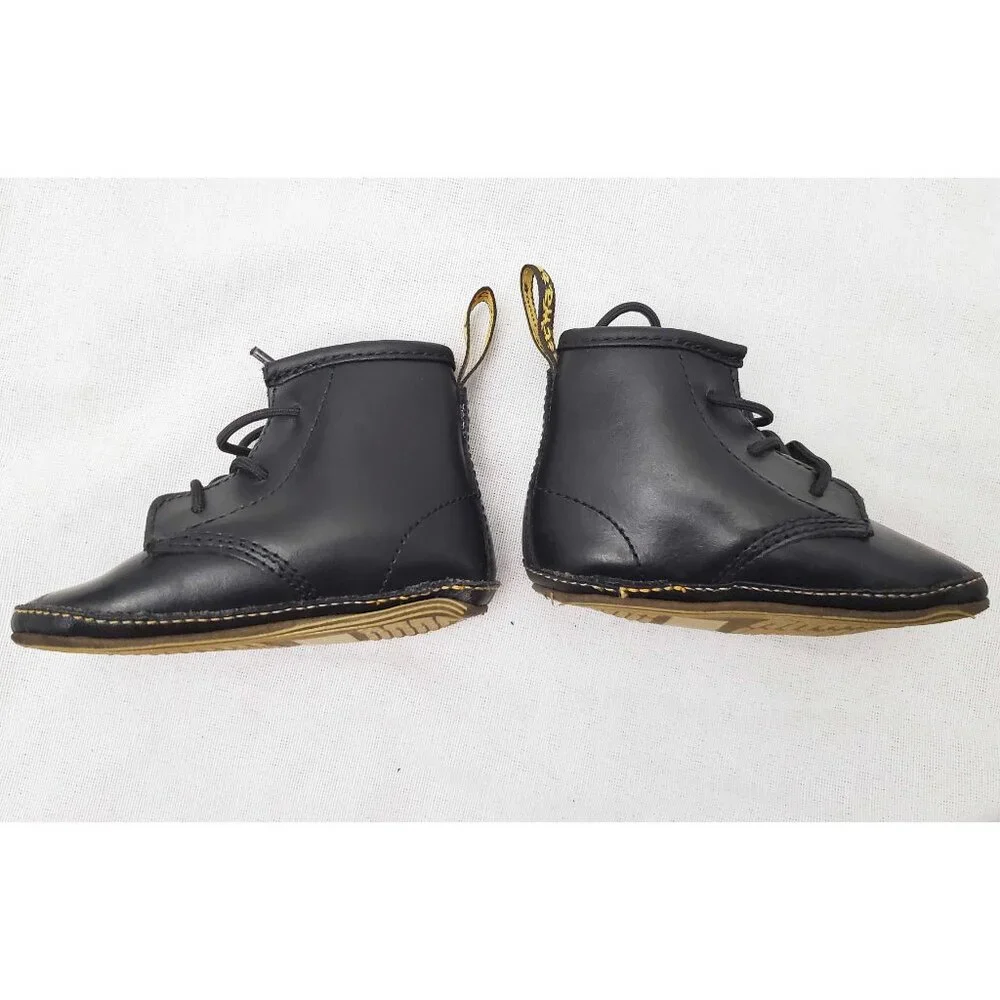 Dr. Martens Newborn Black Leather Crib Shoe Bootie 4